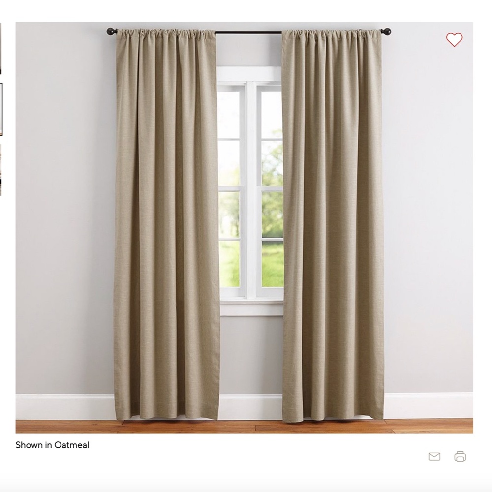 Pottery Barn Emery Linen Poletop Blackout Drape, 50 x 84", Oatmeal; Set 4 panels